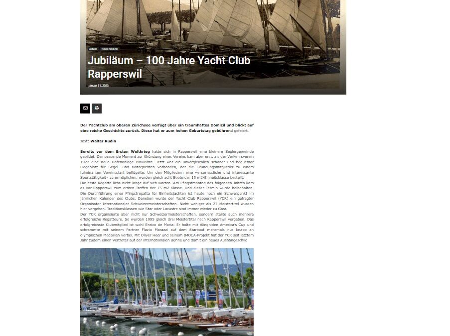 skippers: Jubiläum – 100 Jahre Yacht Club Rapperswil